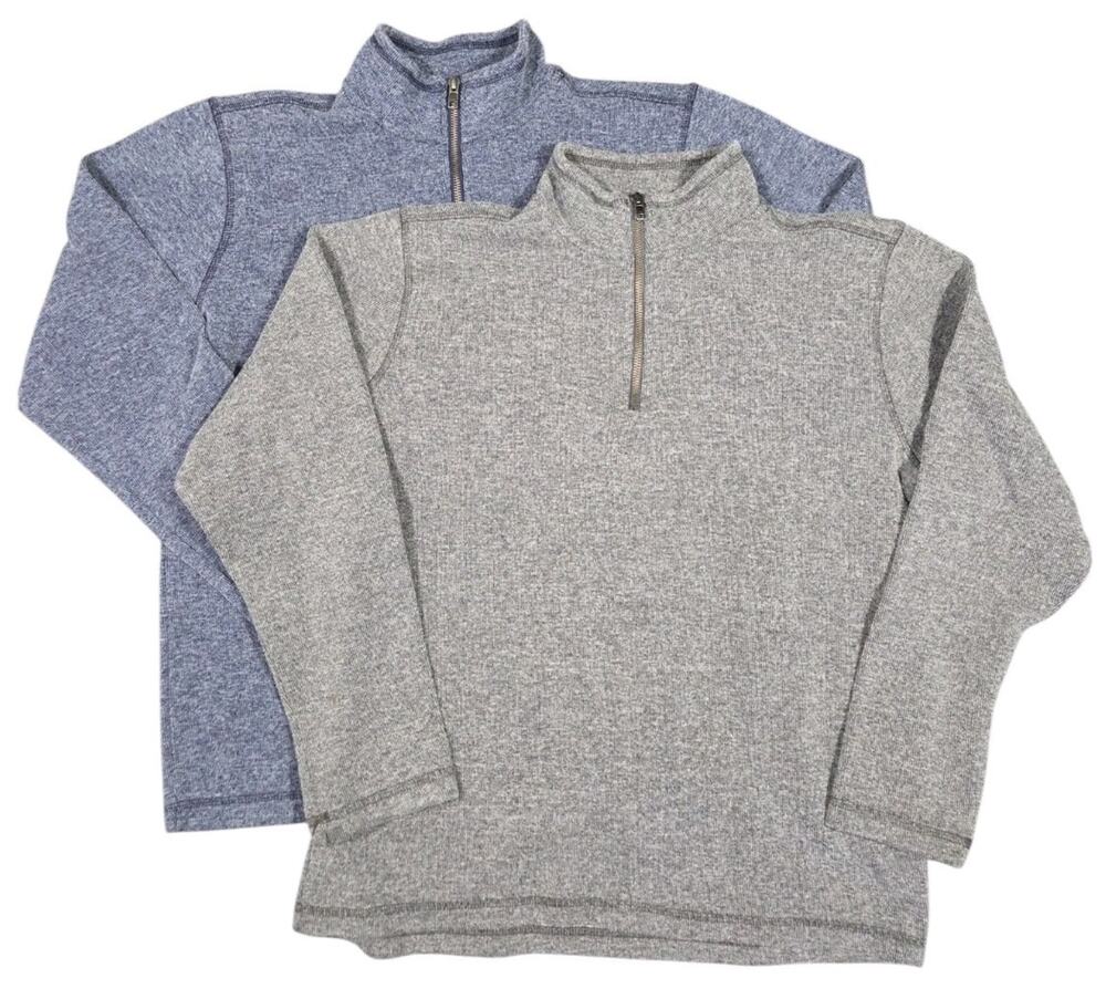 GAP Mock Neck 1/4 Zip Sweater Sweatshirt Lot Of 2 Blue Gray Mens Large Casual